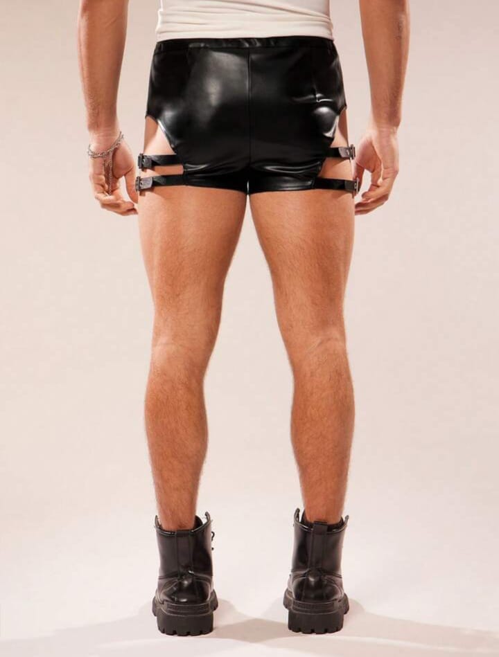 Night strike Harness Faux Leather Shorts